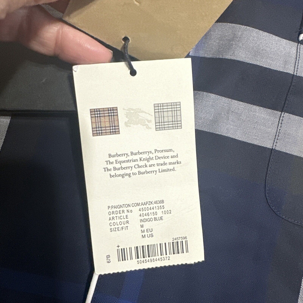 NWT Burberry Men's INDIGO Blue PAIGNTON Nova Check Cotton Pajama Shirt M - Picture 3 of 5